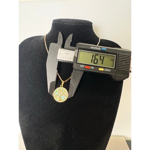 Moissanite Opal Tree of Life Necklace- 14k Vermeil over 925 - Picture 4 of 10